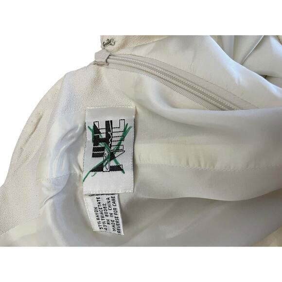 Vtg 80s Lime Nite Dress Sz L Ivory Beaded Backless Cocktail Wedding Bridal Elope - Picture 11 of 12